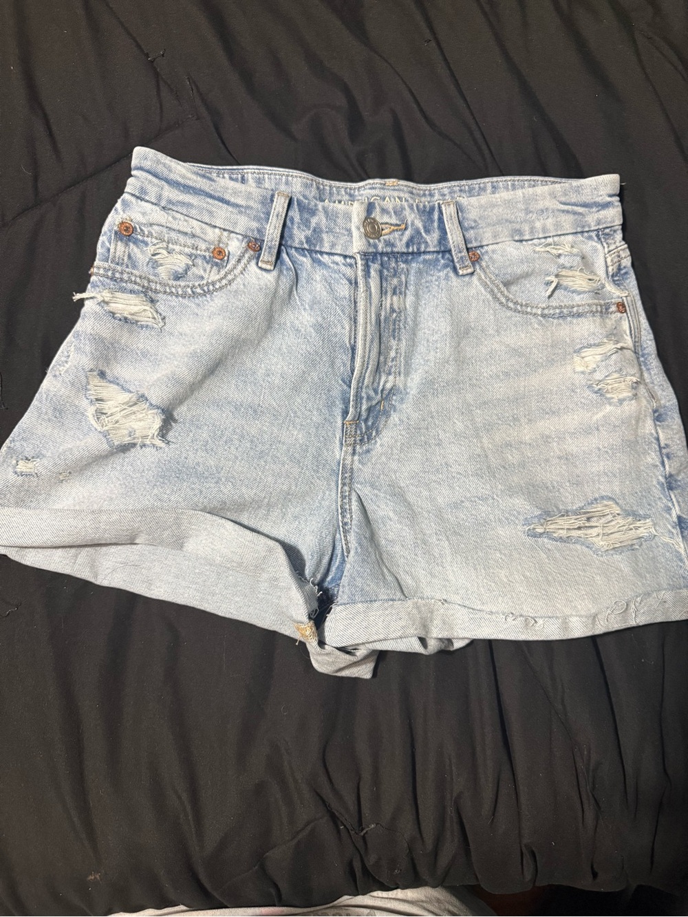 American Eagle Outfitters Light Blue Distressed Denim Shorts